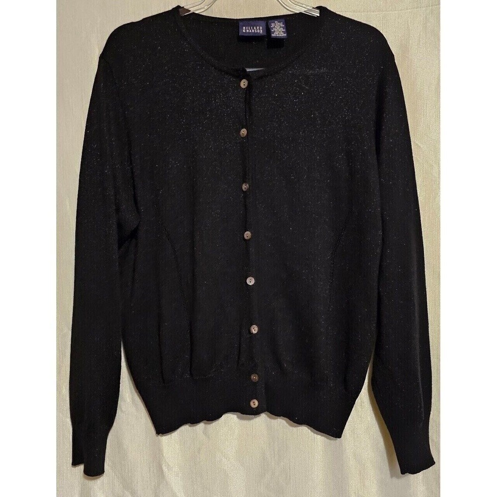 Hillard and Hanson Black Shimmering Cardigan Sweater Women's Size XL
